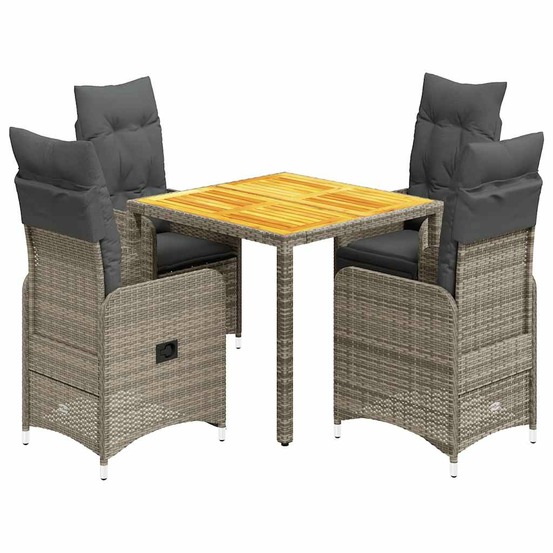 Ensemble de bistro de jardin 5 pcs coussins gris poly rotin