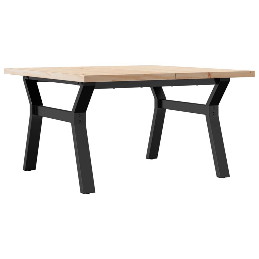 Table basse cadre en y 80x80x45,5cm bois de pin massif et acier
