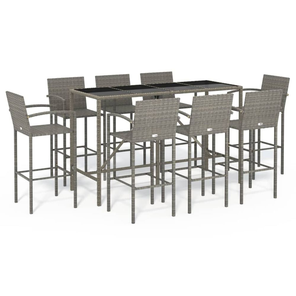 Ensemble de bar de jardin 9 pcs gris résine tressée