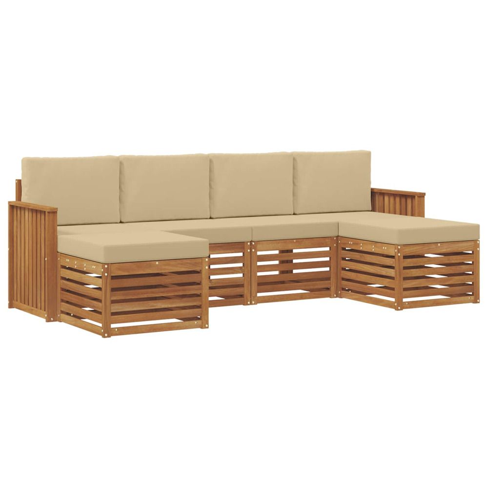 Ensemble de canapés d'extérieur 6 pc naturel et beige