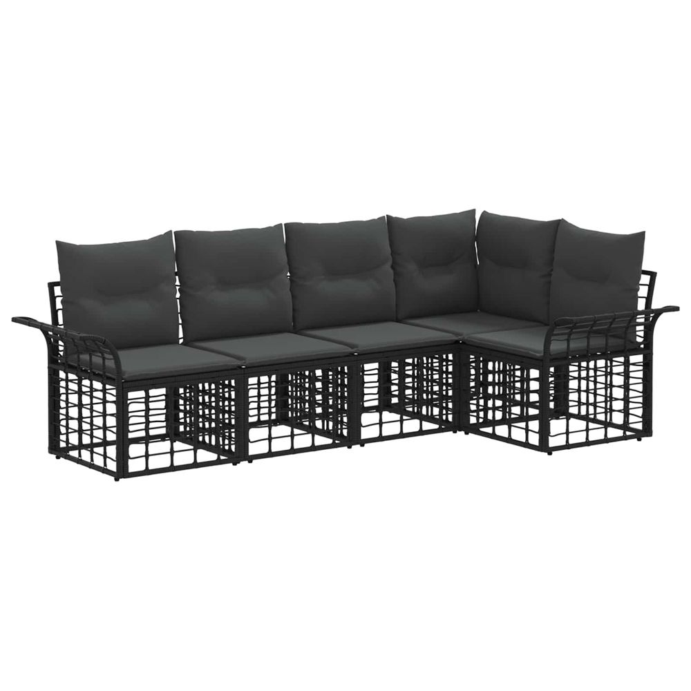 Ensemble de canapés d'extérieur 5 pc noir et gris foncé