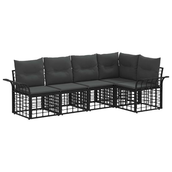 Ensemble de canapés d'extérieur 5 pc noir et gris foncé