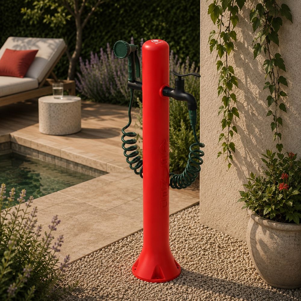Fontaine rouge avec canon de jardin sined fontana acqua pro rossa