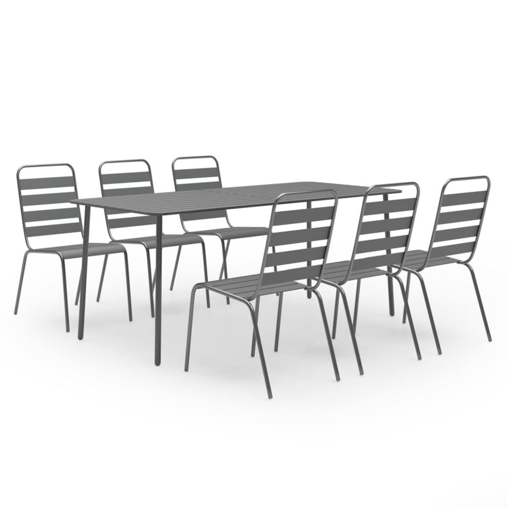 Ensemble à manger de jardin 7 pcs acier gris foncé