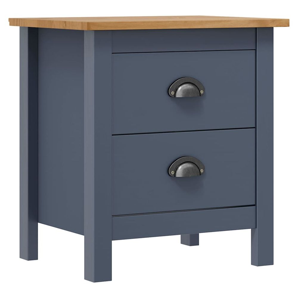 Table de chevet hill gris 46x35x49,5 cm bois de pin solide