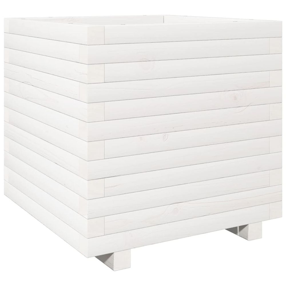 Jardinière d'extérieur blanc 50x50x49,5 cm bois de pin massif
