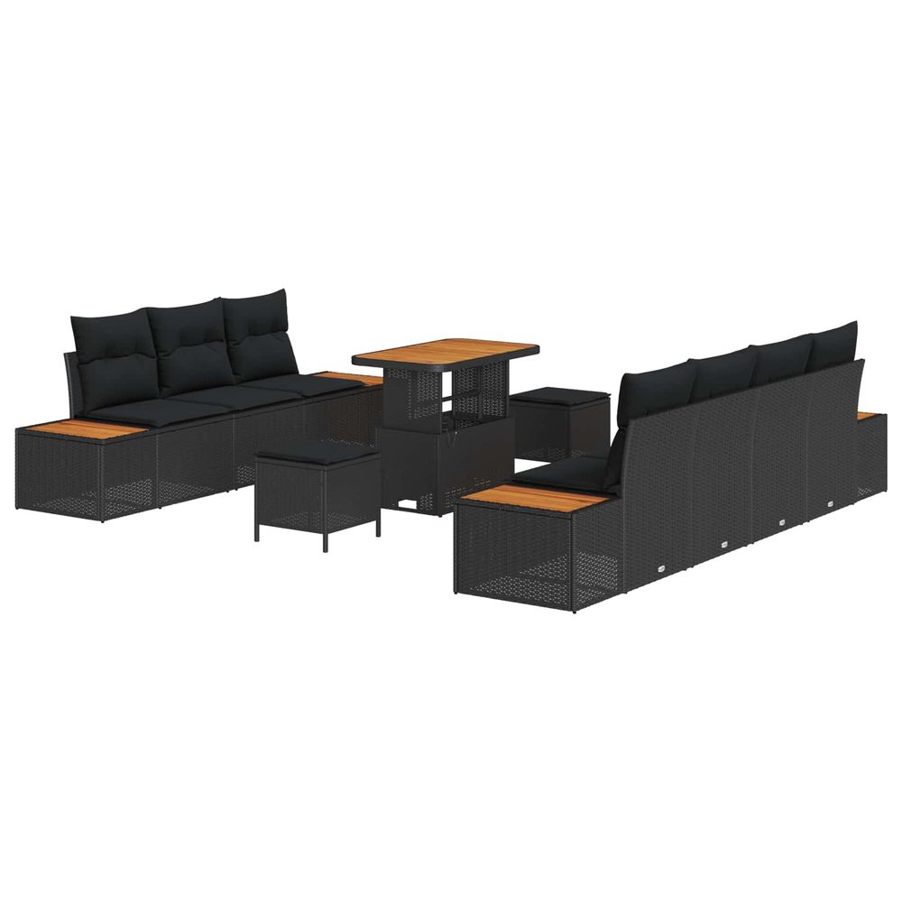 Ensemble de canapé de jardin 10 pc 9-nombre de places noir