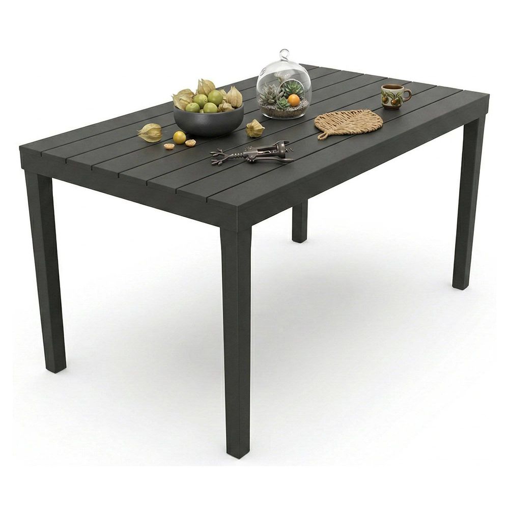 Table d'extérieur asar, 10 places 80x138x72h cm noir anthracite