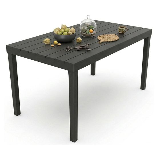 Table d'extérieur asar, 10 places 80x138x72h cm noir anthracite