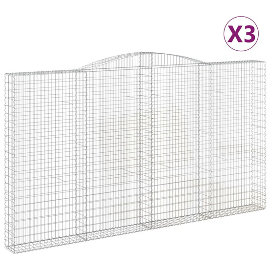 Paniers à gabions arqués 3 pcs 400x30x220/240 cm fer galvanisé
