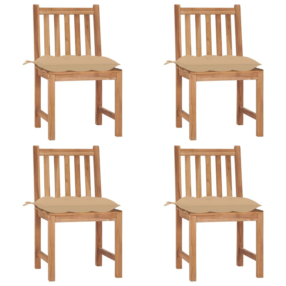 Chaises de jardin lot de 4 avec coussins bois de teck massif