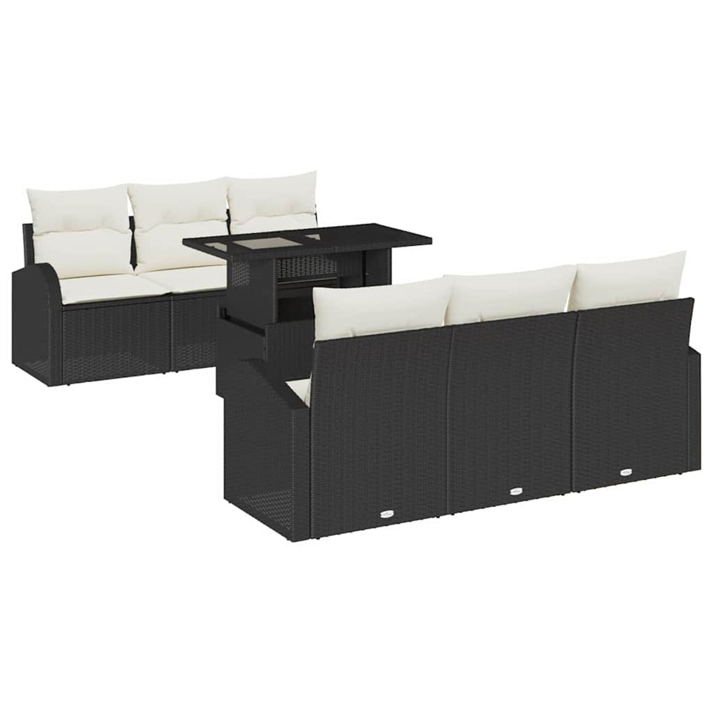 Ensemble de canapé de jardin 7 pcs noir poly rattan