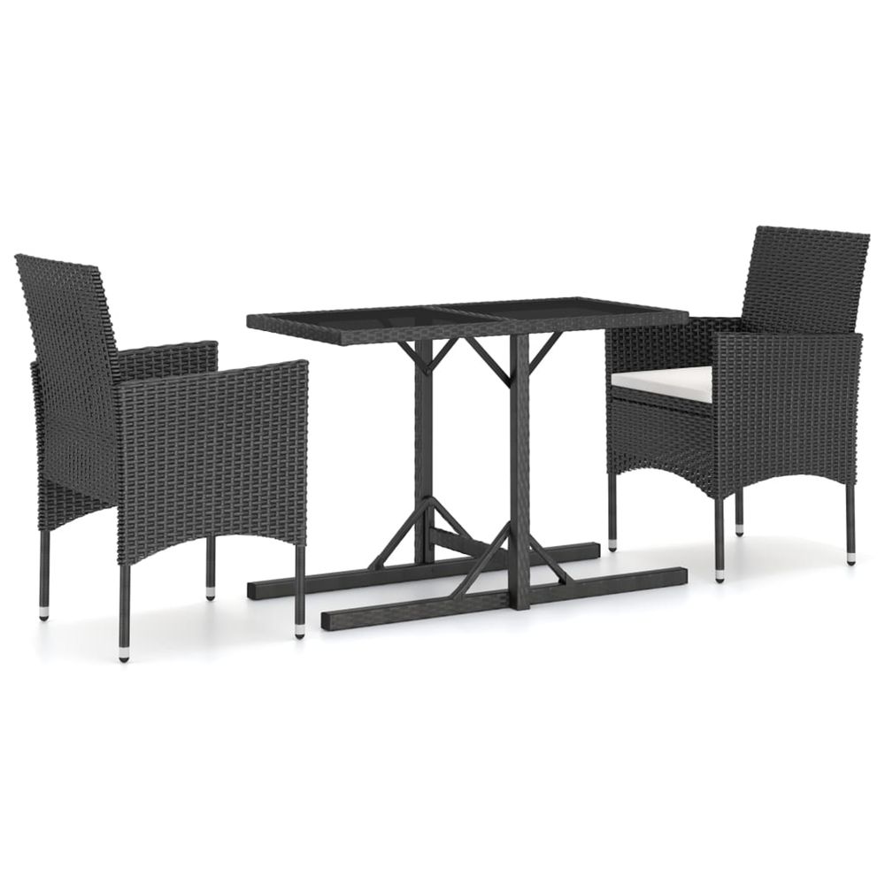 Ensemble à manger de jardin 3 pcs noir