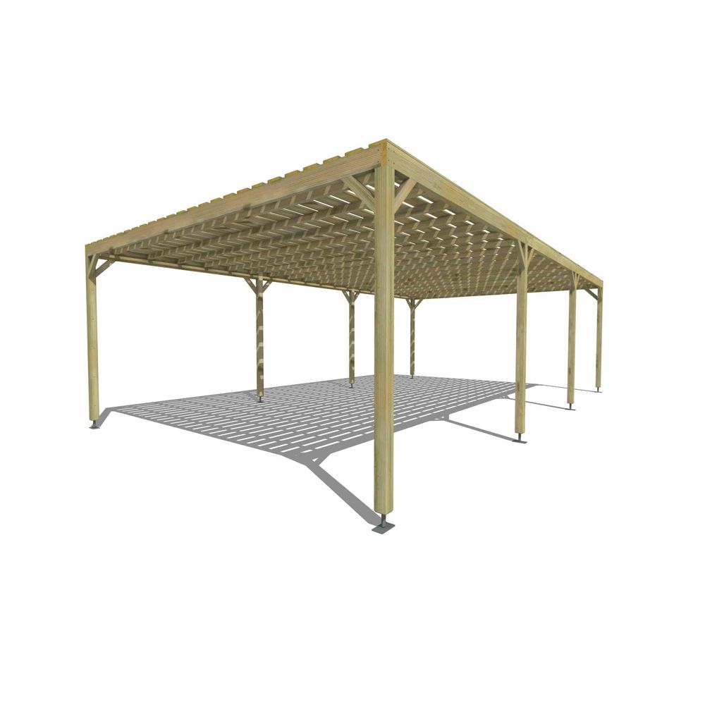 Pergola bois • 9m x 5m • indépendante • sens profondeur • platelage bois • livraison comprise