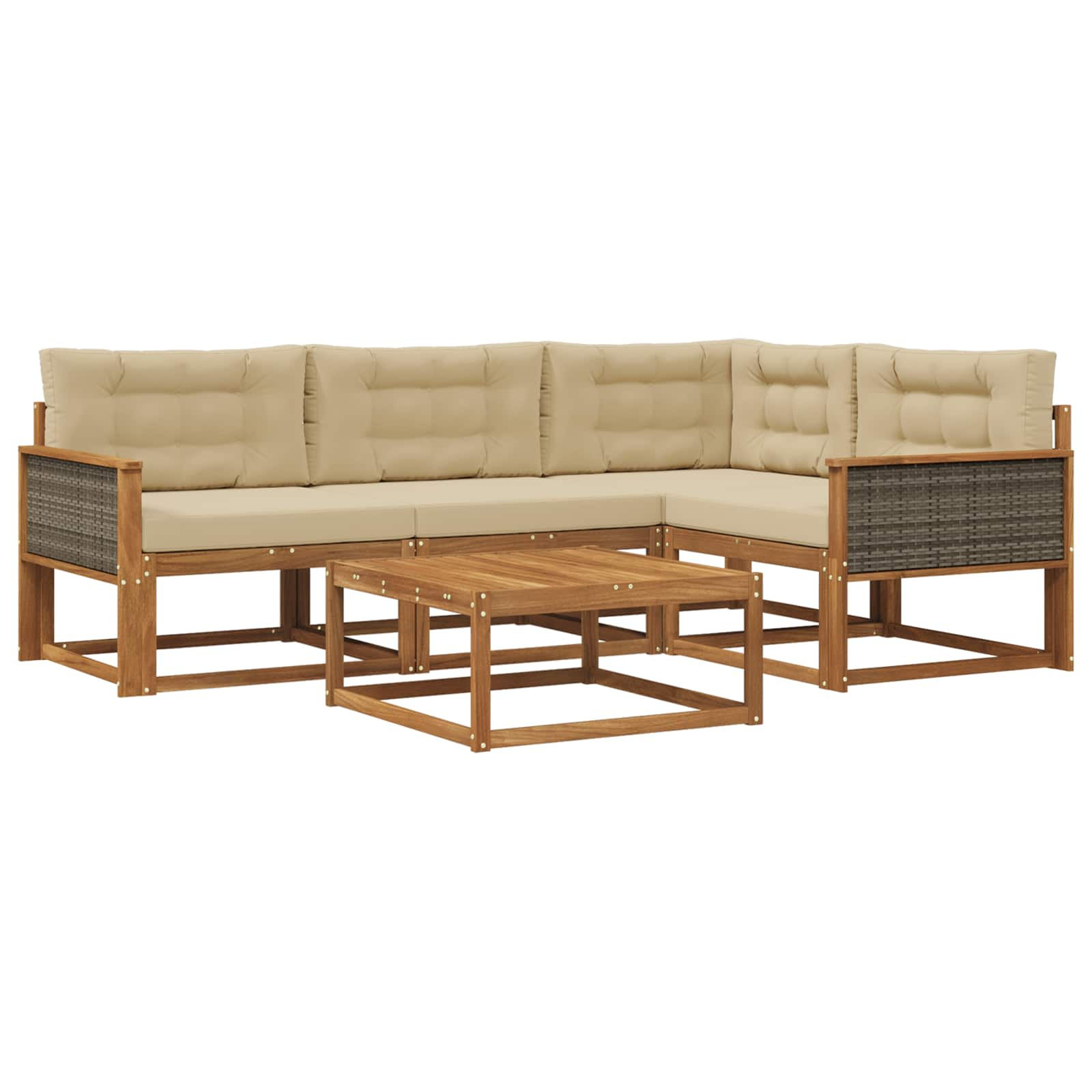 Ensemble de canapés d'extérieur 5 pcs naturel et beige