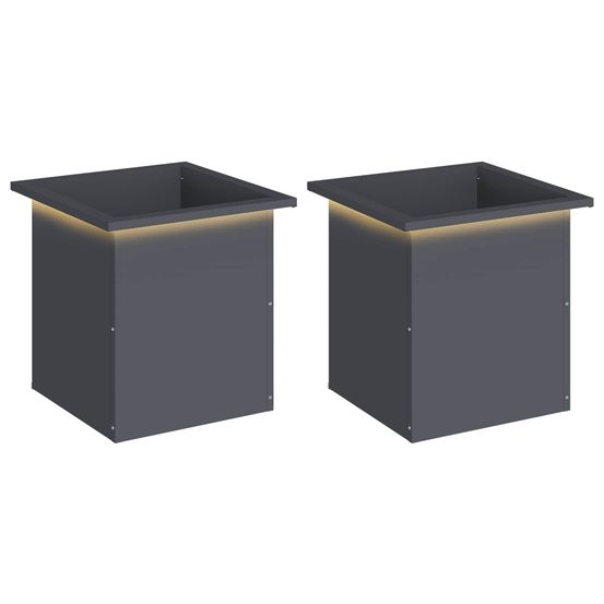 Jardinière d'extérieur de jardin avec led 2 pc anthracite 40 x 40 x 40 cm