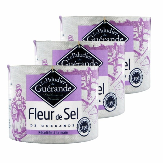 Lot 3x fleur de sel de guérande - le paludier de guérande - boîte 125g