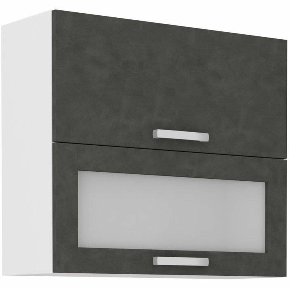 Meuble haut 2 portes basculantes - 80 x 31,6 x 72 - gris mat - lassen