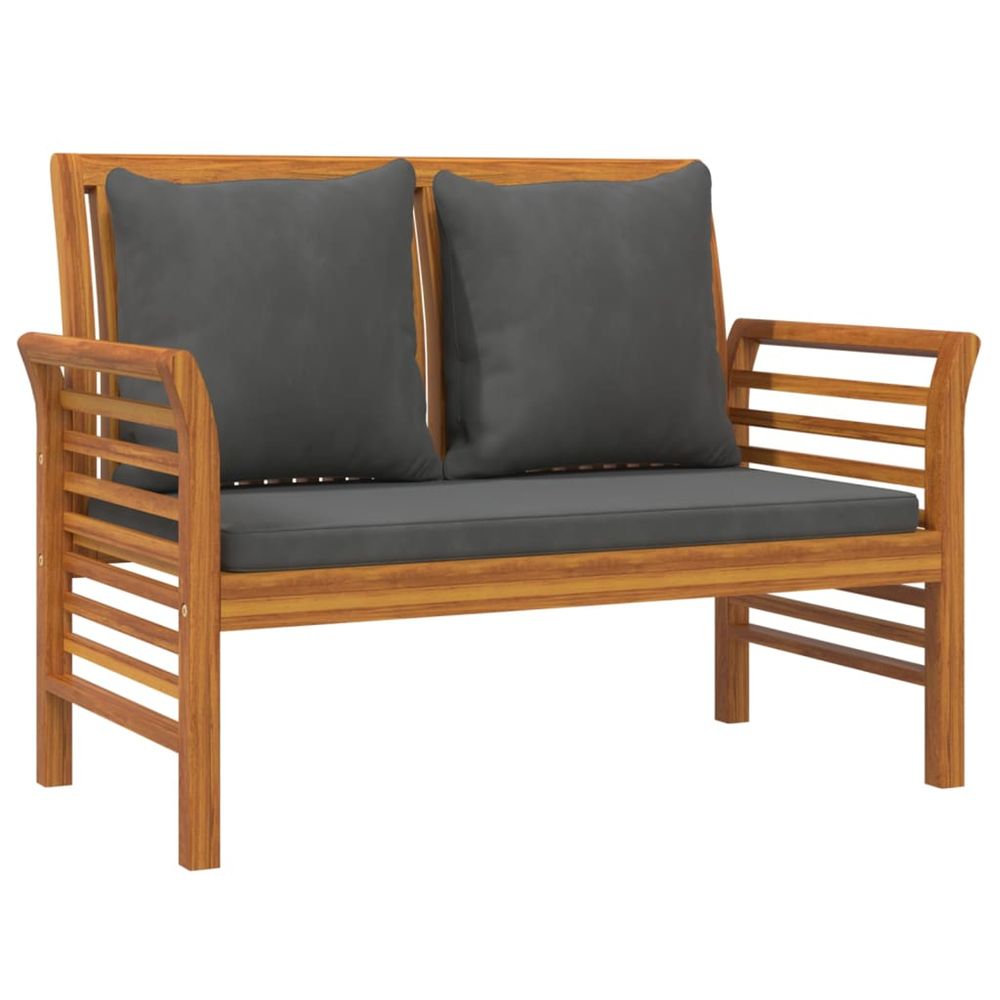 Banc de canapé avec coussins gris foncé bois d'acacia solide