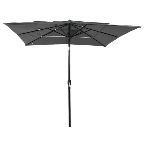 Parasol de jardin à 3 niveaux avec mât en aluminium anthracite