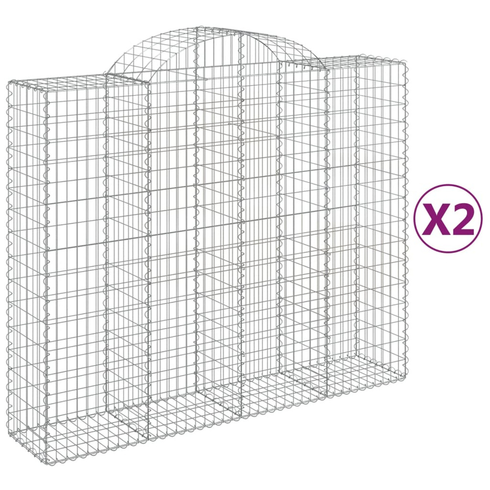 Paniers à gabions arqués 2 pcs 200x50x160/180 cm fer galvanisé