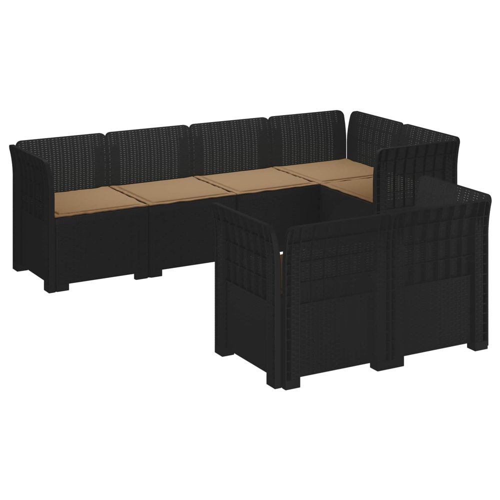 Canapé de jardin 7 places avec coussins look rattan pp