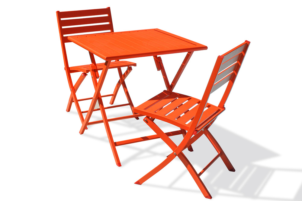 Ensemble repas marius 70 cm 2 places en aluminium orange