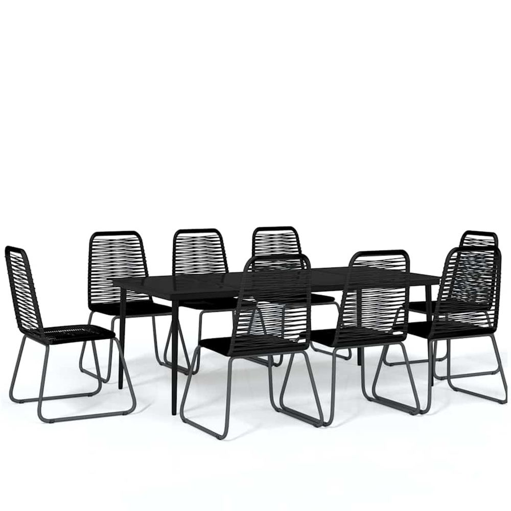 Ensemble à manger de jardin 9 pcs noir
