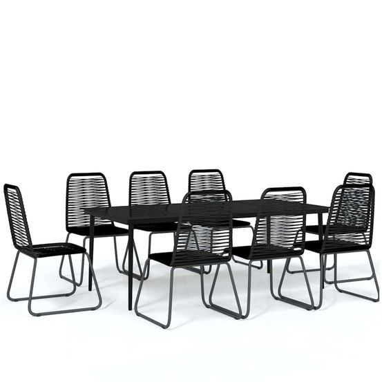 Ensemble à manger de jardin 9 pcs noir
