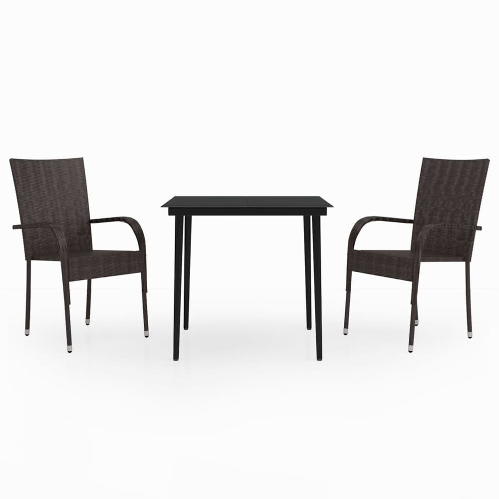 Ensemble à manger de jardin 3 pcs marron et noir