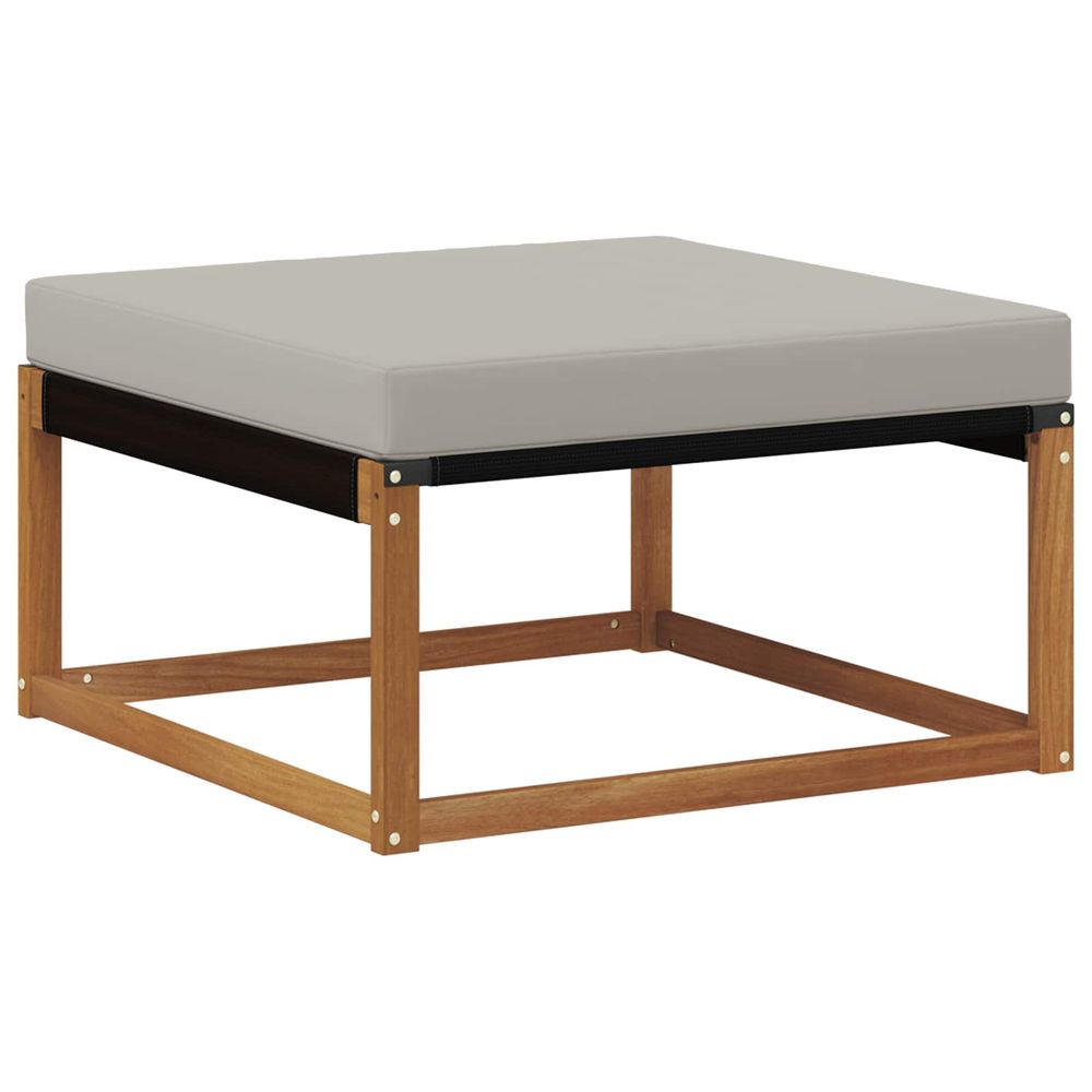 Pouf d'extérieur bois d'acacia massif naturel