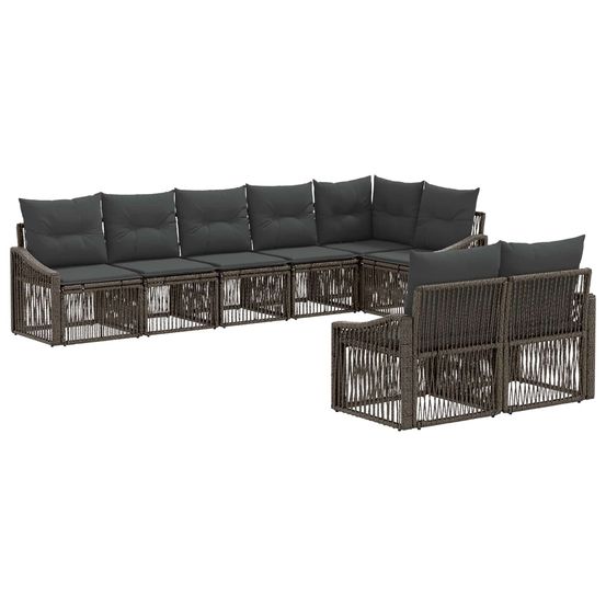 Ensemble de canapé de jardin 8 pc gris polyrotin