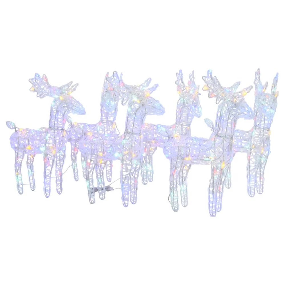 Rennes de noël 6 pcs 240 led multicolore acrylique