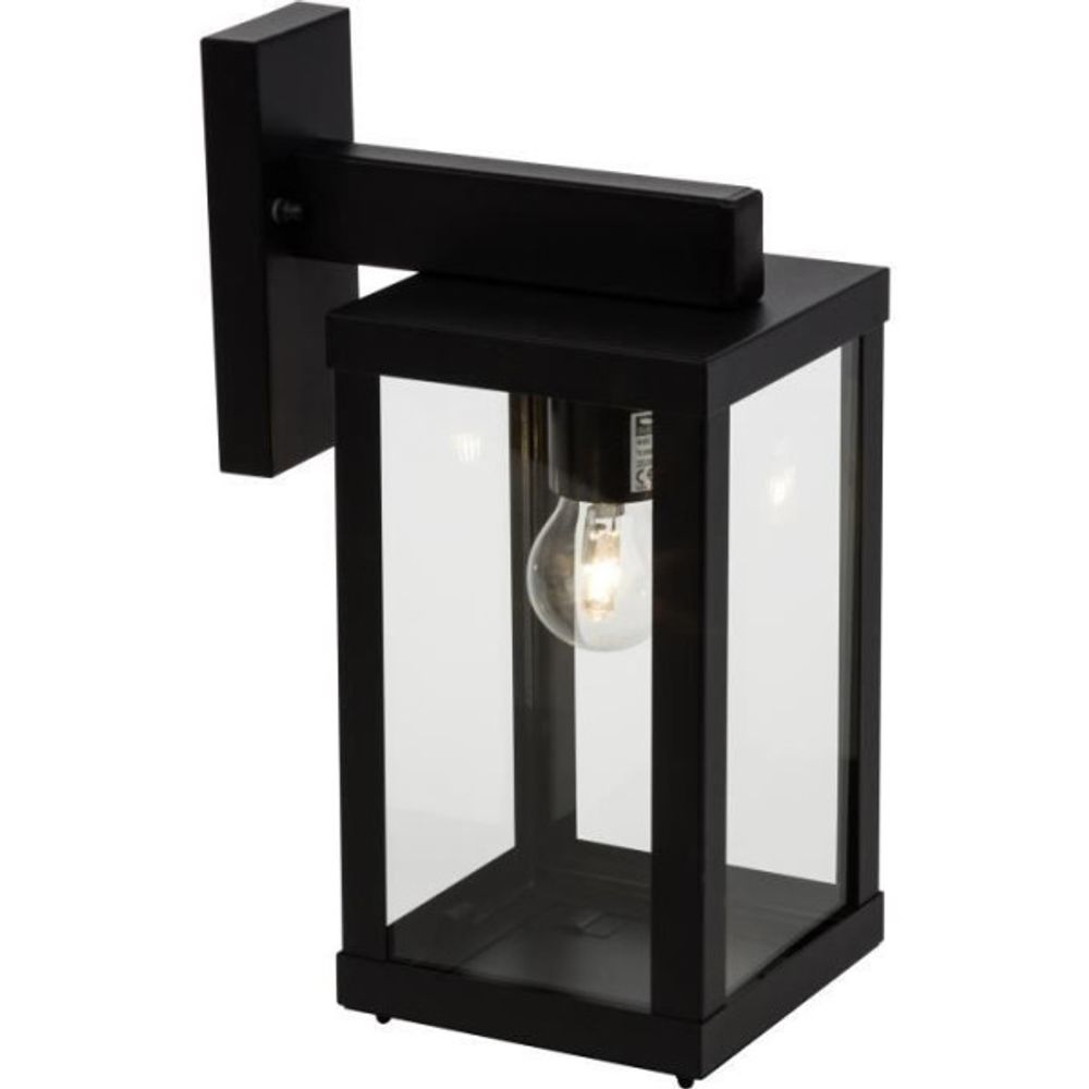 Applique extérieure gaia descendante noir métal/verre e27 1x60w -