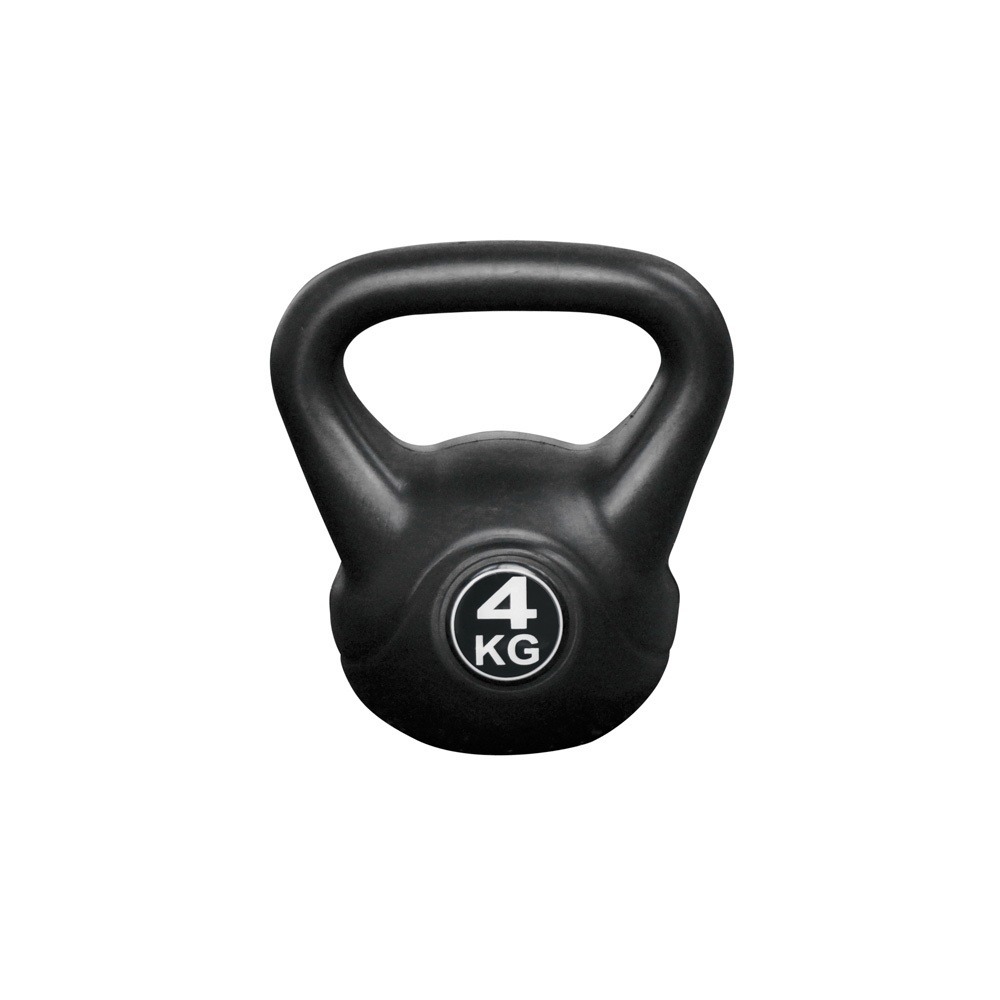 Kettlebell 4 kg - plastique - pour une utilisation intérieure et extérieure - noir