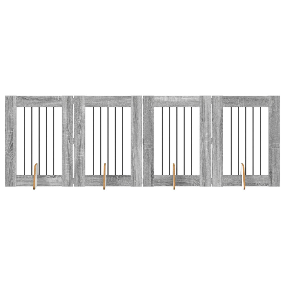 Portillon pour chien avec supports 4 pcs sonoma gris 60 x 80 cm