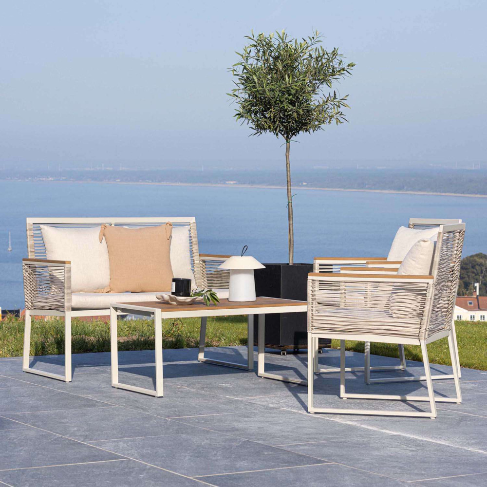 Ensemble détente canapé, fauteuils et table basse dallas