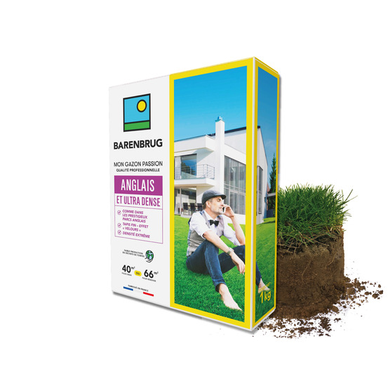 Barenbrug - gazon anglais et ultra dense - aspect prestigieux parcs anglais - tapis dense effet velours - densité extrême - 1kg