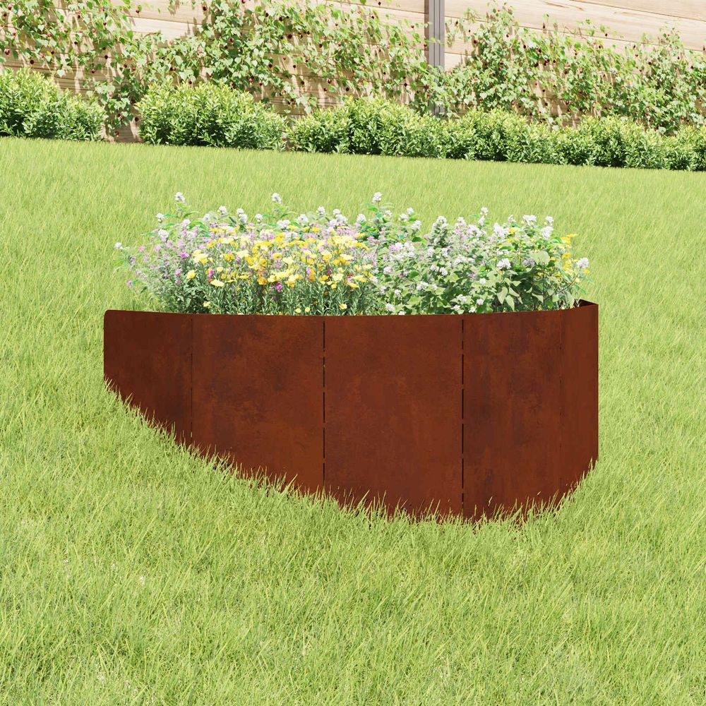 Bordure aménagement acier jardin création chemin courbe 100x45cm aspect rouillé
