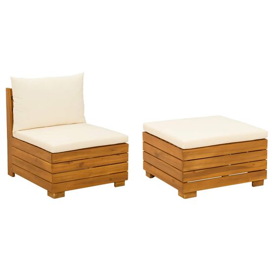 Ensemble de salon de jardin 2 pc 2 place bois d'acacia massif