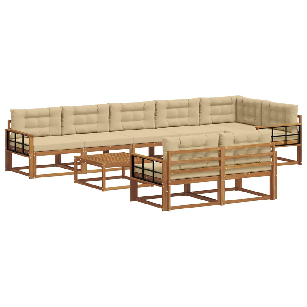 Ensemble de canapés d'extérieur 9 pcs naturel et beige