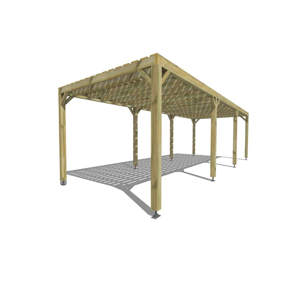 Pergola bois • 9m x 3m • indépendante • sens profondeur • platelage bois • livraison comprise