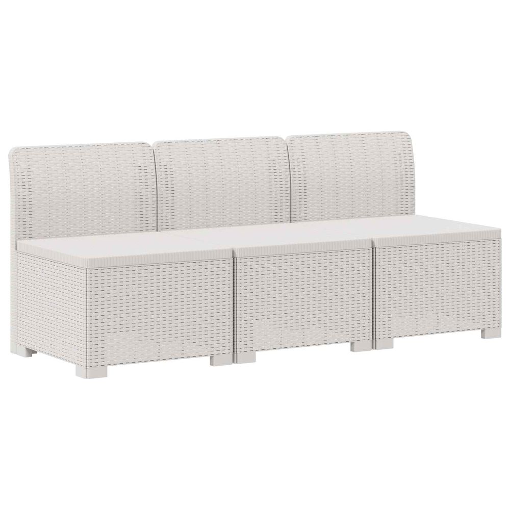 Canapé de jardin 3 places aspect rattan 3 place pp blanc