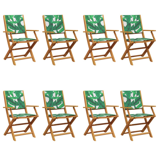 Chaises de jardin pliantes lot de 8 vert tissu et bois massif