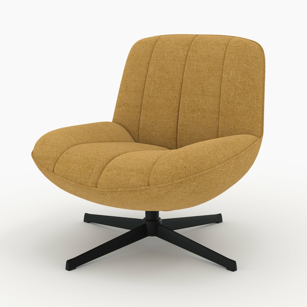 Elvis-fauteuil pivotant en tissu effet velours jaune moutarde