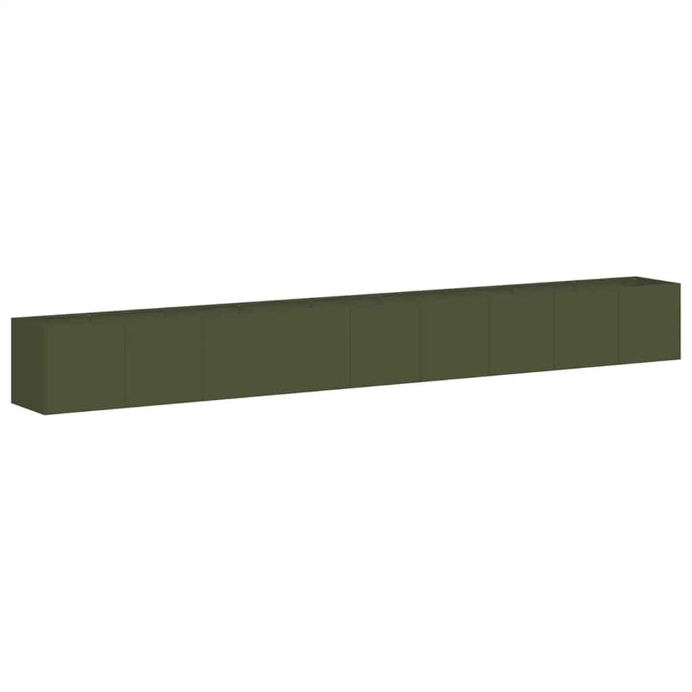 Jardinière d'extérieur vert olive 360x40x40 cm acier laminé à froid
