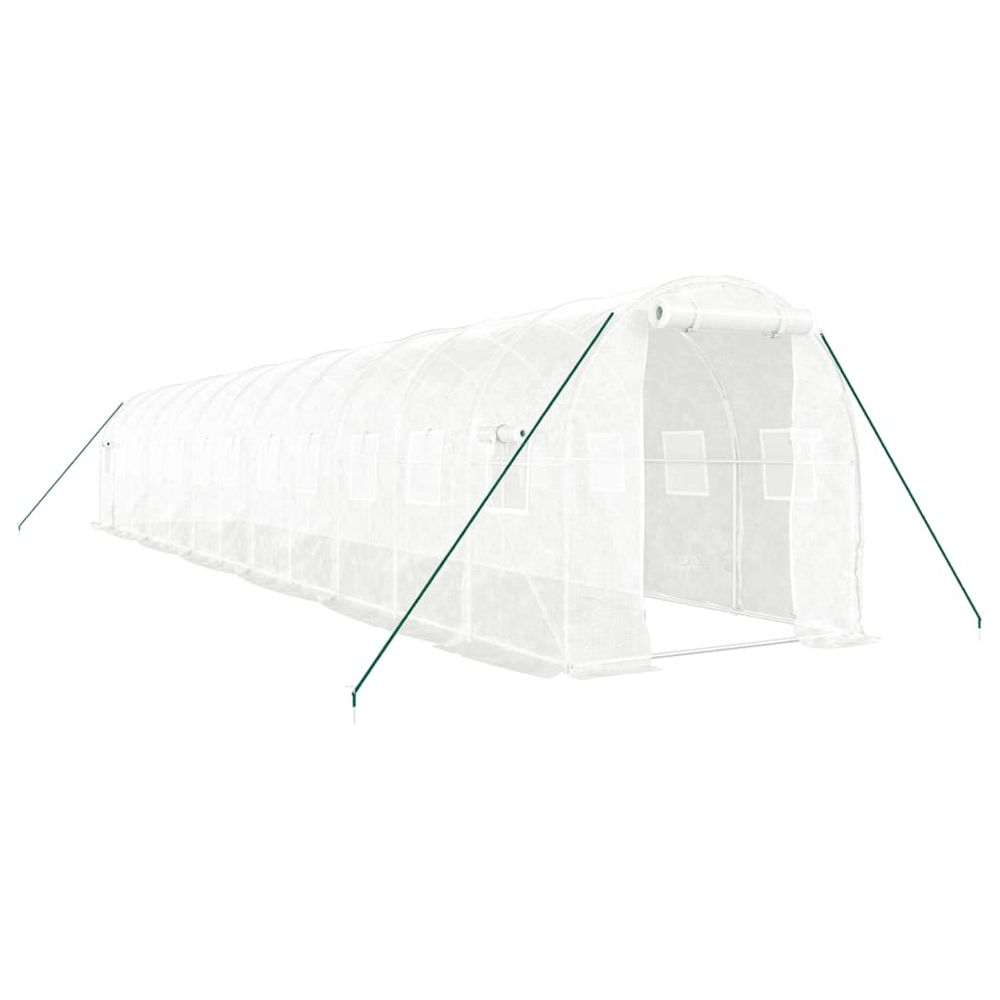 Serre avec cadre en acier blanc 24 m² 12x2x2 m
