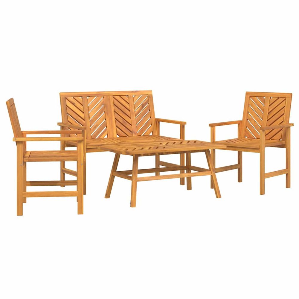 Ensemble de salon de jardin 4 pc marron bois d'acacia massif