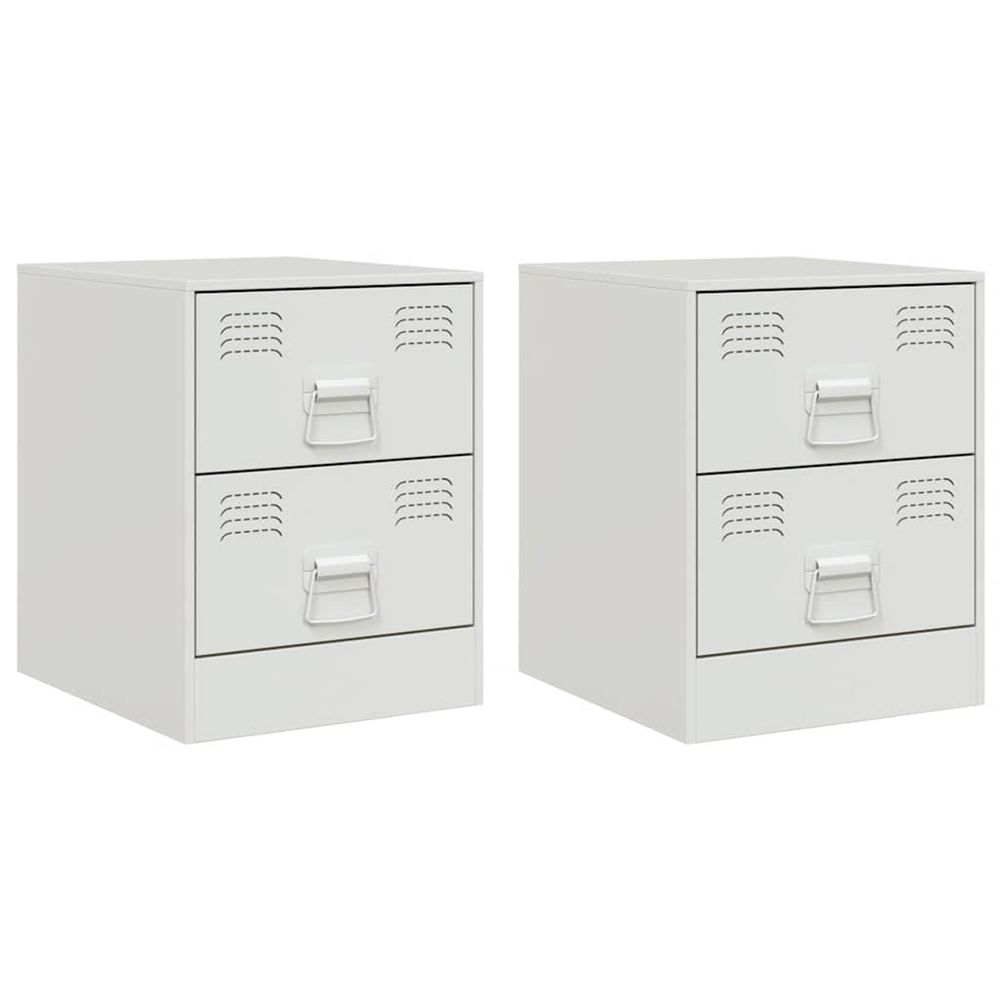 Tables de chevet 2 pcs blanc 34,5x39x44 cm acier