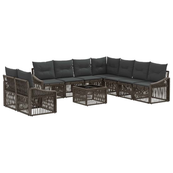 Ensemble de canapé de jardin 10 pc gris polyrotin